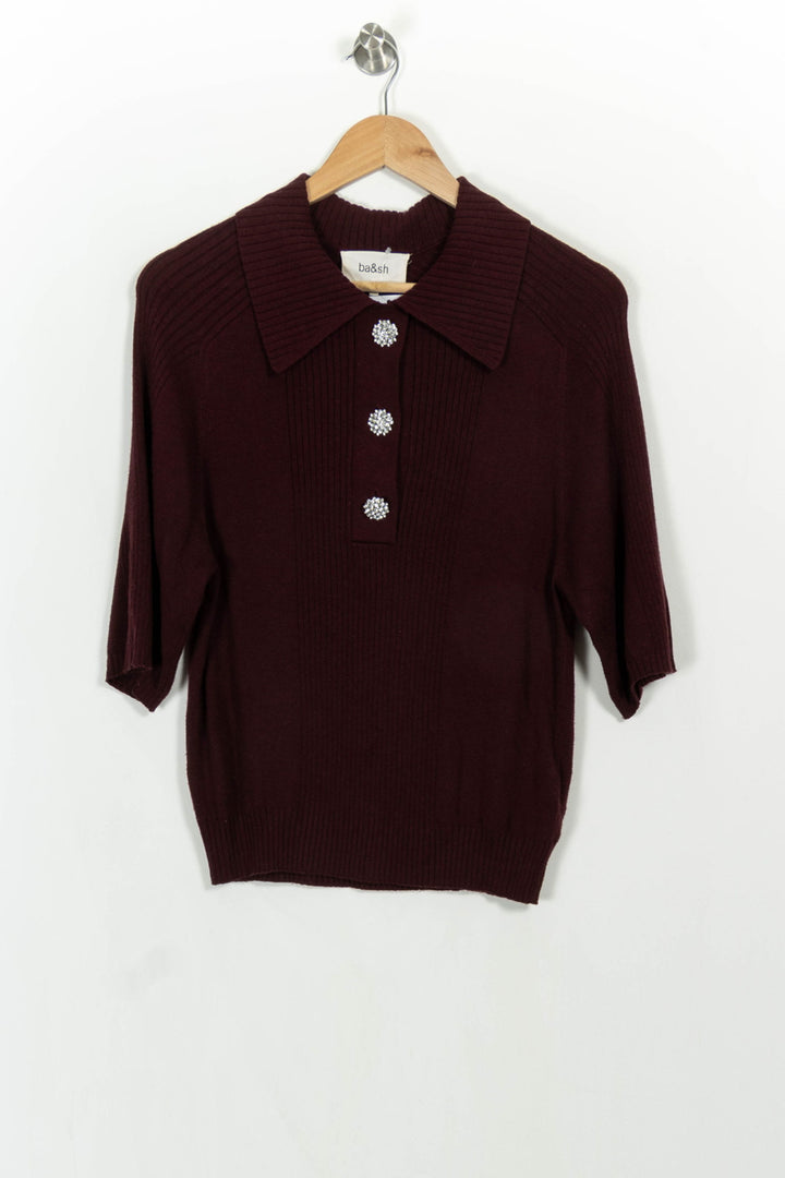 Polo Bordeaux - Taille S/36 de la marque ba&sh | PARAD107179 - Vendu par Paradigme - Image 2
