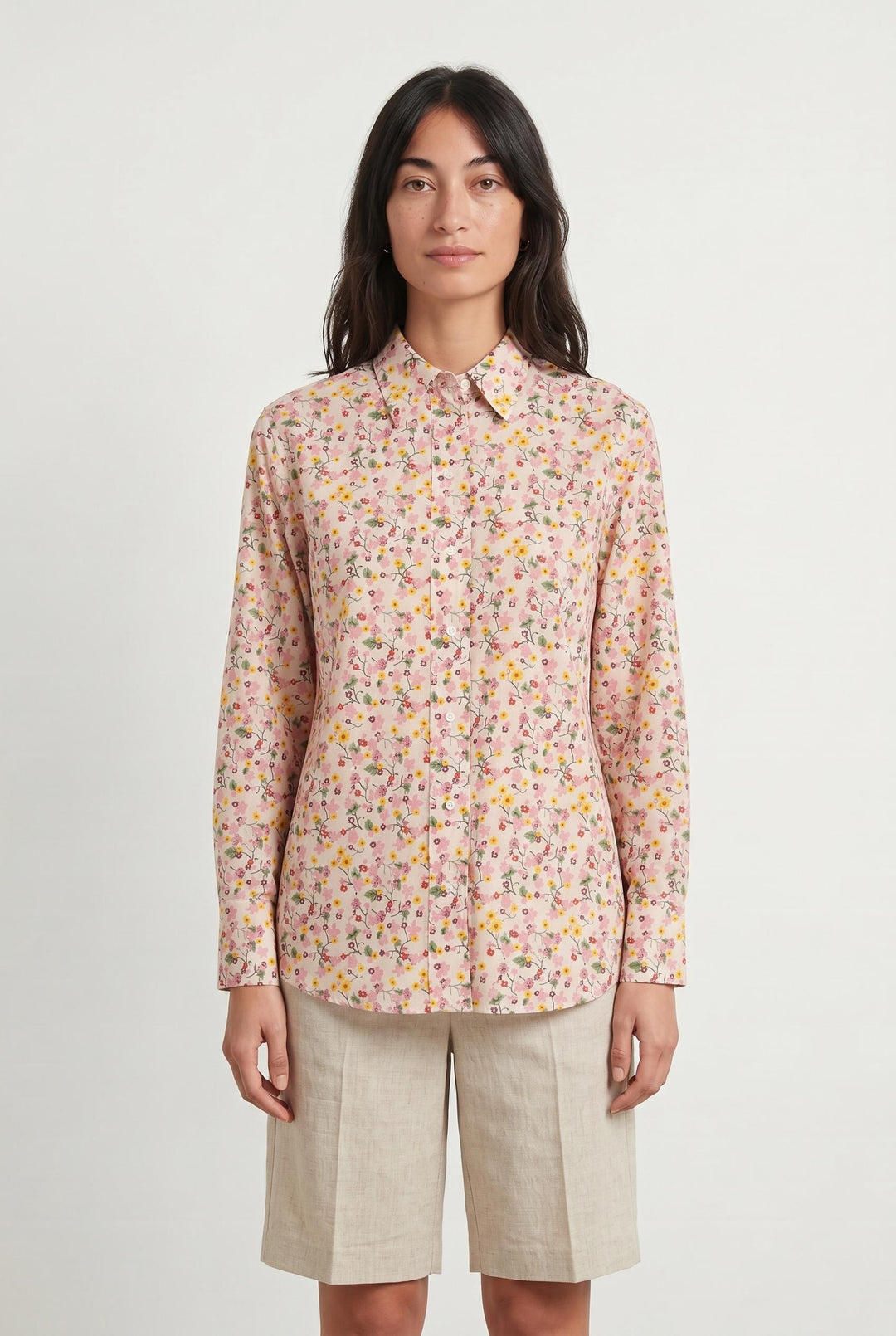 Chemise À Fleurs Rose et Jaune - Taille S/36 de la marque Ines de la Fressange Paris | PARAD107195 - Vendu par Paradigme - Image 1