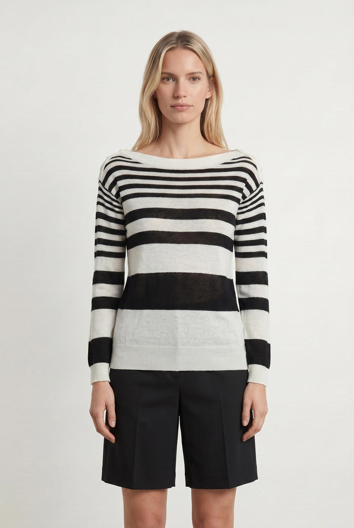 Pull Rayé Noir et Blanc - Taille S/36 de la marque Essentiel Antwerp | PARAD107220 - Vendu par Paradigme - Image 1