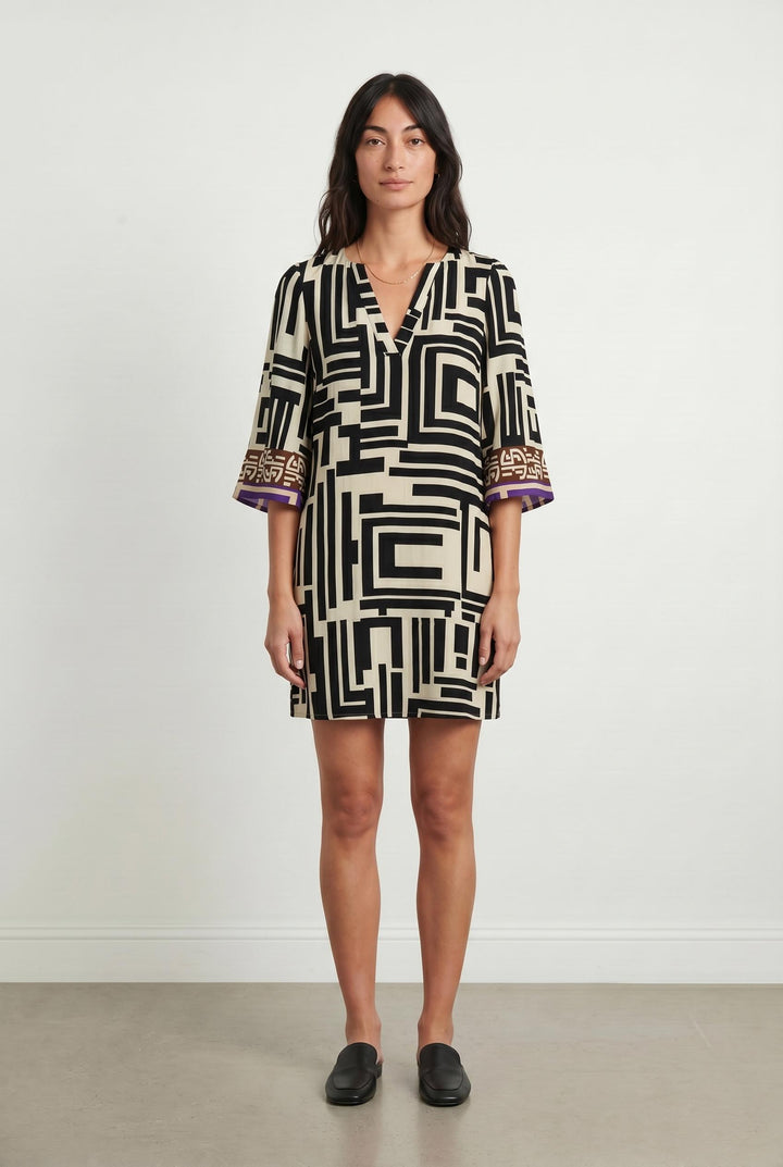 Robe Droite Noire et Beige - Taille S/36 de la marque Stella Forest | PARAD107293 - Vendu par Paradigme - Image 1