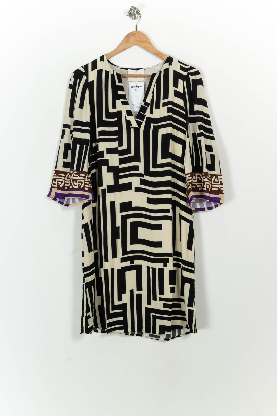 Robe Droite Noire et Beige - Taille S/36 de la marque Stella Forest | PARAD107293 - Vendu par Paradigme - Image 2