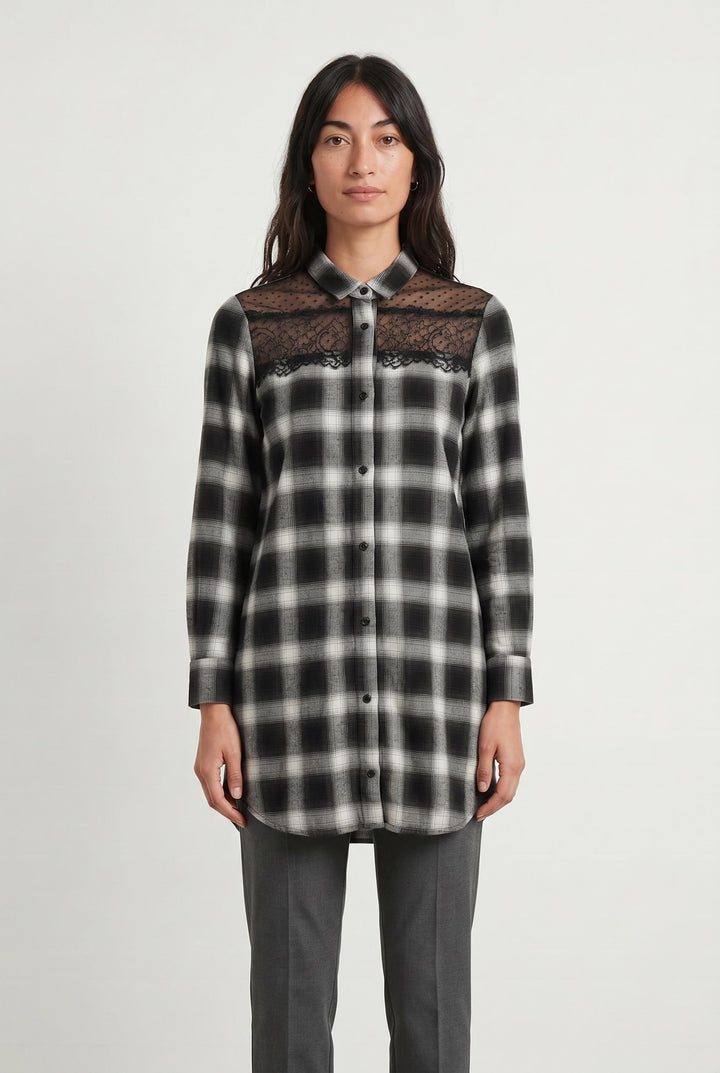 Chemise Longue Noire et Blanche - Taille S/36 de la marque Maje | PARAD107300 - Vendu par Paradigme - Image 1