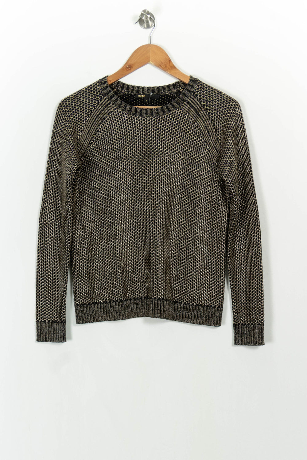 Pull Doré et Noir - Taille S/36 de la marque Maje | PARAD107316 - Vendu par Paradigme - Image 2