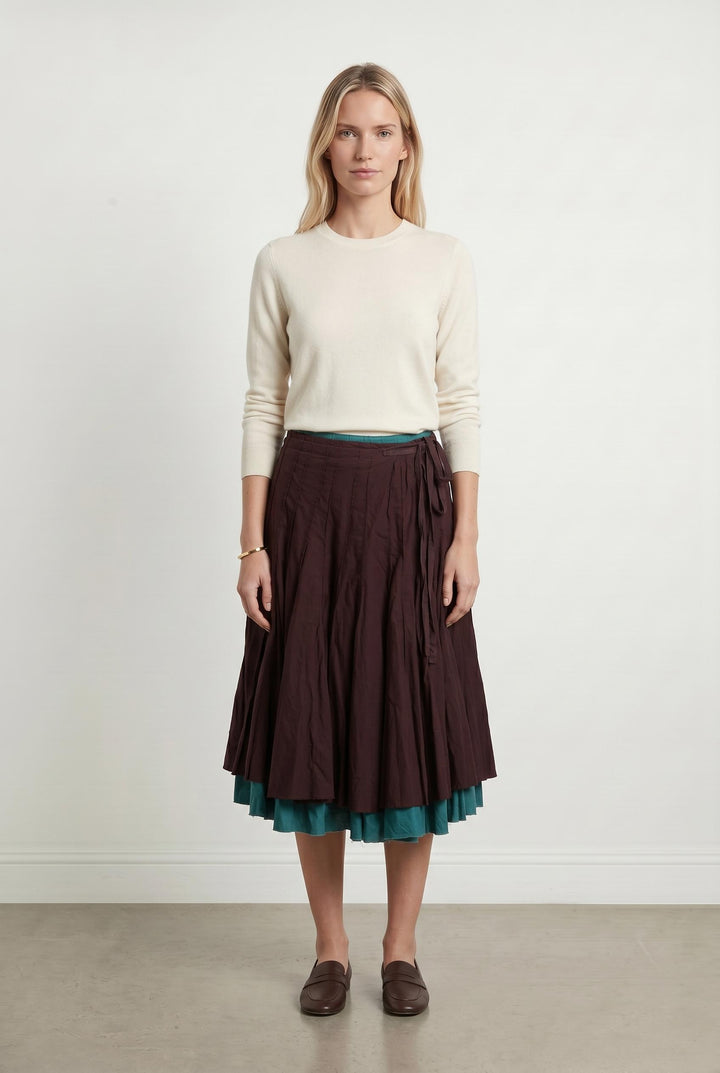 Jupe Midi Bordeaux et Verte - Taille M/38 de la marque One Step | PARAD107317 - Vendu par Paradigme - Image 1