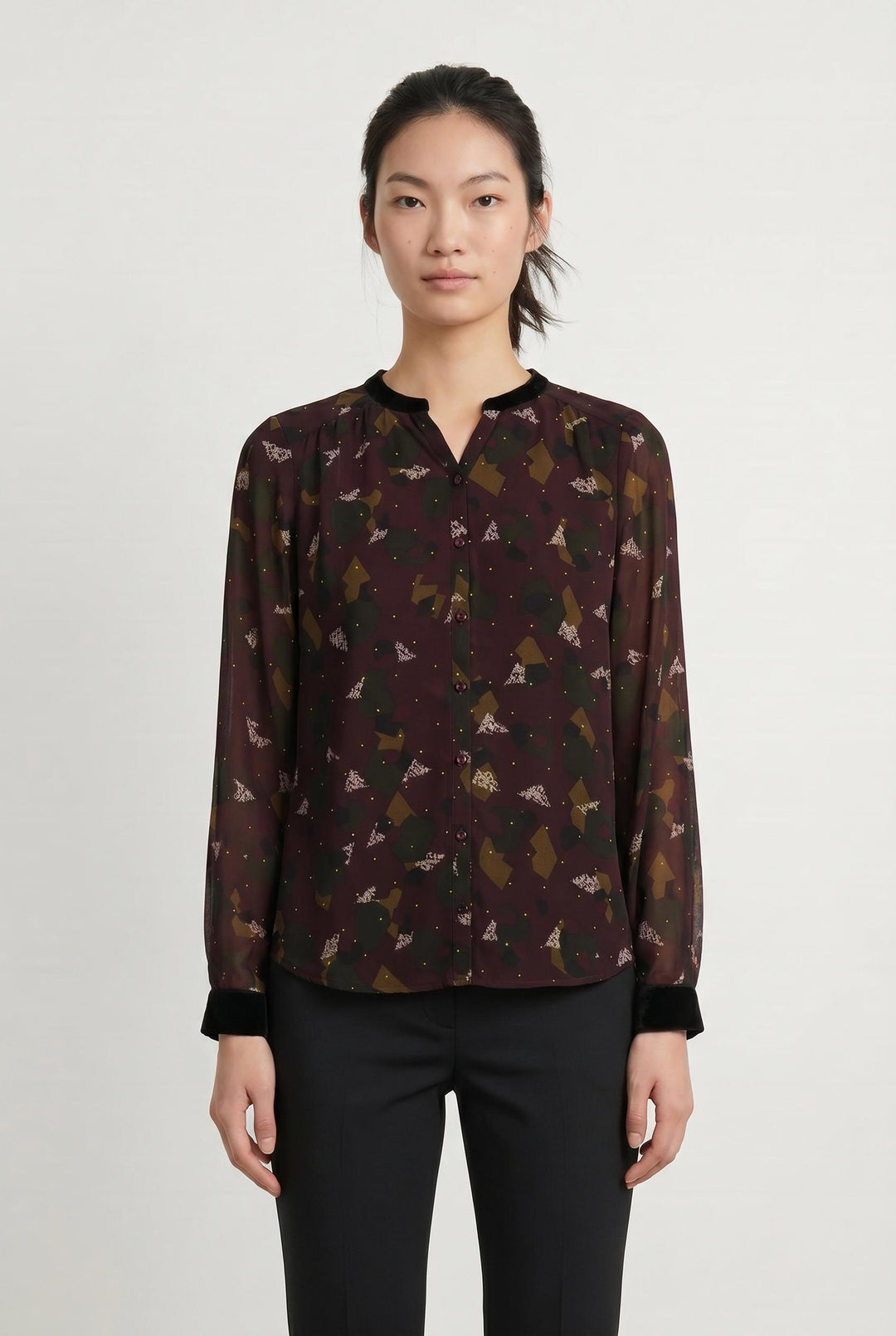 Blouse Violette et Kaki - Taille S/36 de la marque One Step | PARAD107320 - Vendu par Paradigme - Image 1