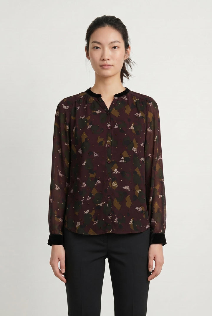 Blouse Violette et Kaki - Taille S/36 de la marque One Step | PARAD107320 - Vendu par Paradigme - Image 1