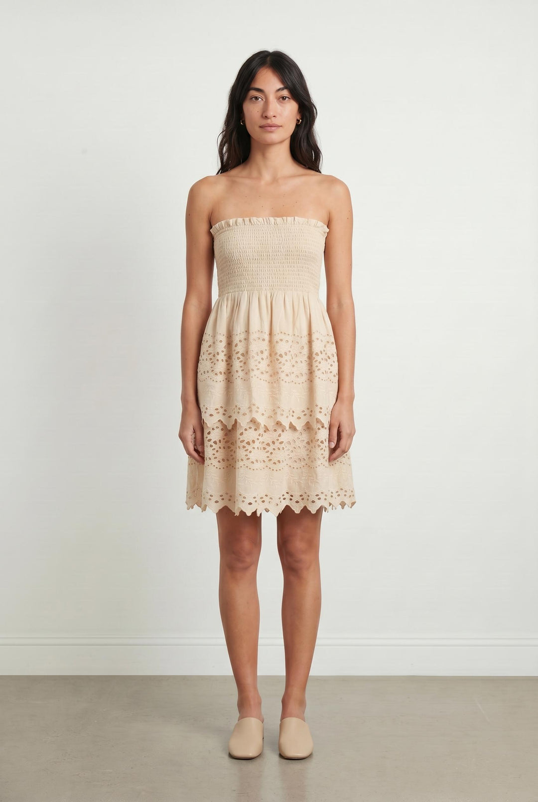 Robe Brodée Beige - Taille M/38 de la marque Bérénice | PARAD107338 - Vendu par Paradigme - Image 1