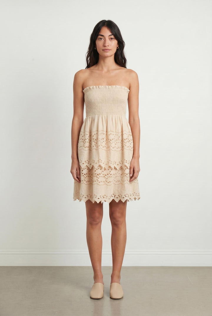 Robe Brodée Beige - Taille M/38 de la marque Bérénice | PARAD107338 - Vendu par Paradigme - Image 1