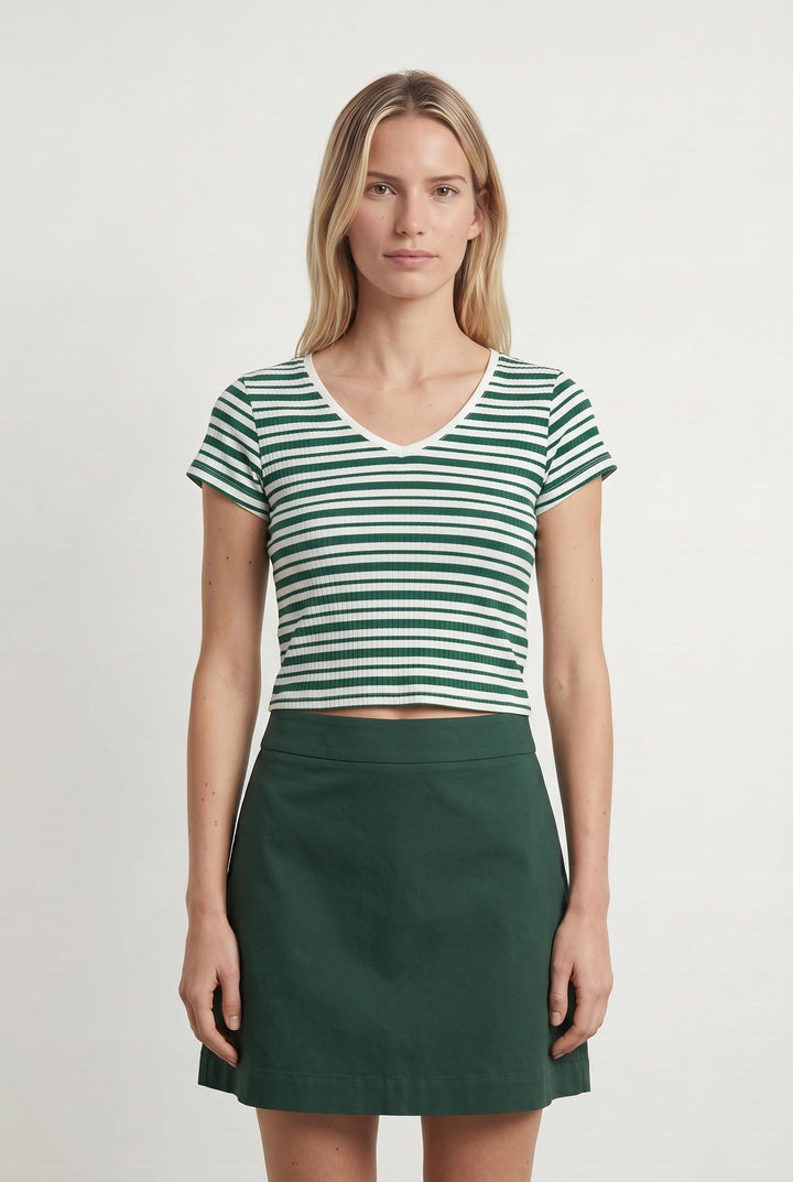 Tee-shirt Vert et Blanc - Taille M/38 de la marque La Fée Maraboutée | PARAD107351 - Vendu par Paradigme - Image 1