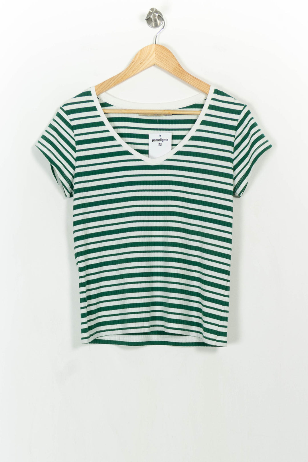 Tee-shirt Vert et Blanc - Taille M/38 de la marque La Fée Maraboutée | PARAD107351 - Vendu par Paradigme - Image 2