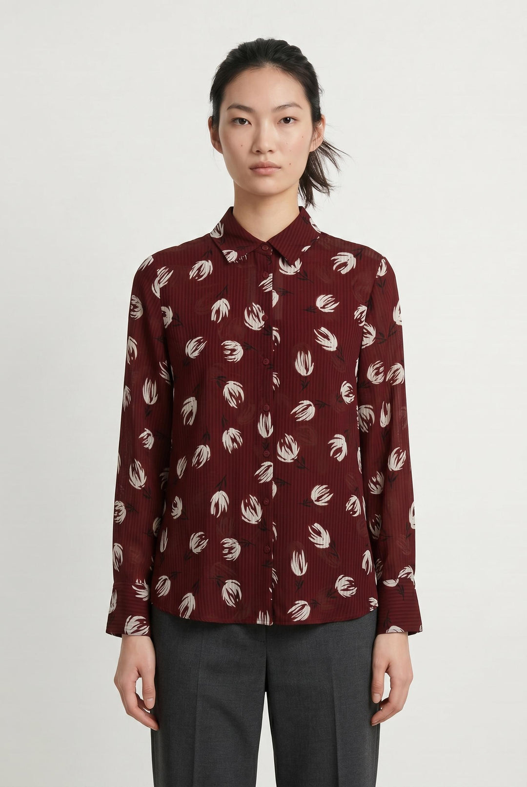 Chemise Bordeaux et Blanche - Taille XS/34 de la marque Comptoir des Cotonniers | PARAD107357 - Vendu par Paradigme - Image 1