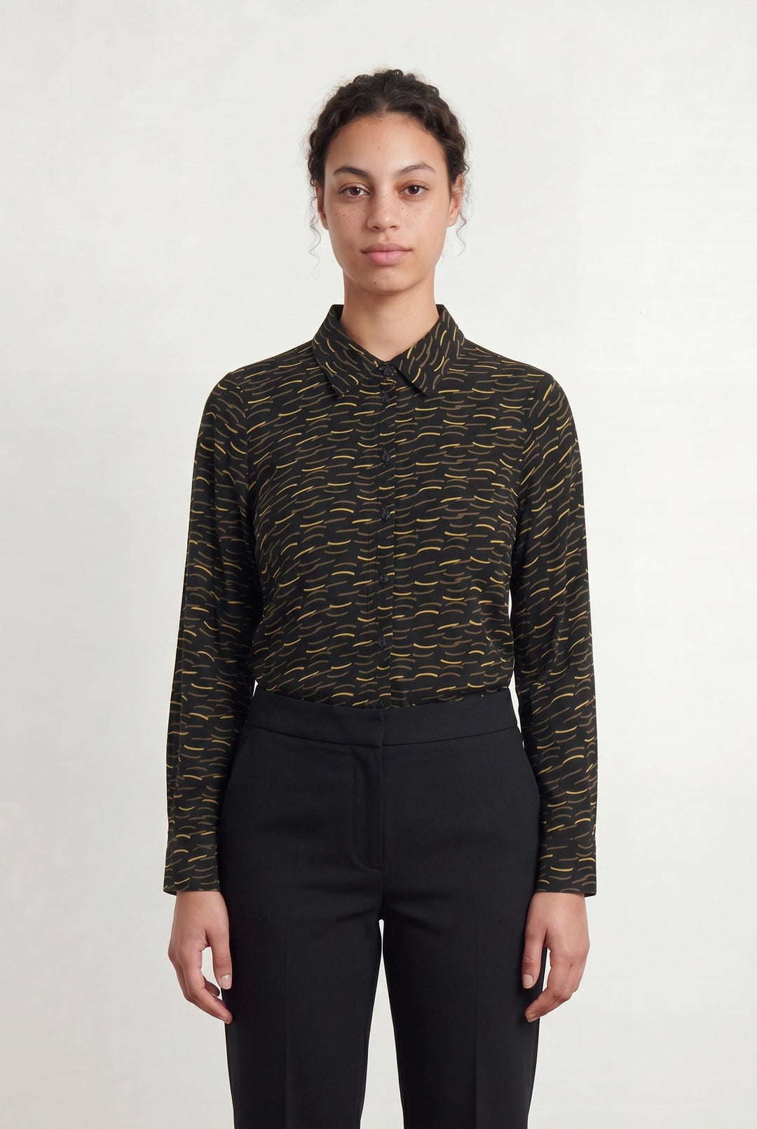 Chemisier Noir et Jaune - Taille XL/42 de la marque La Fée Maraboutée | PARAD107406 - Vendu par Paradigme - Image 1