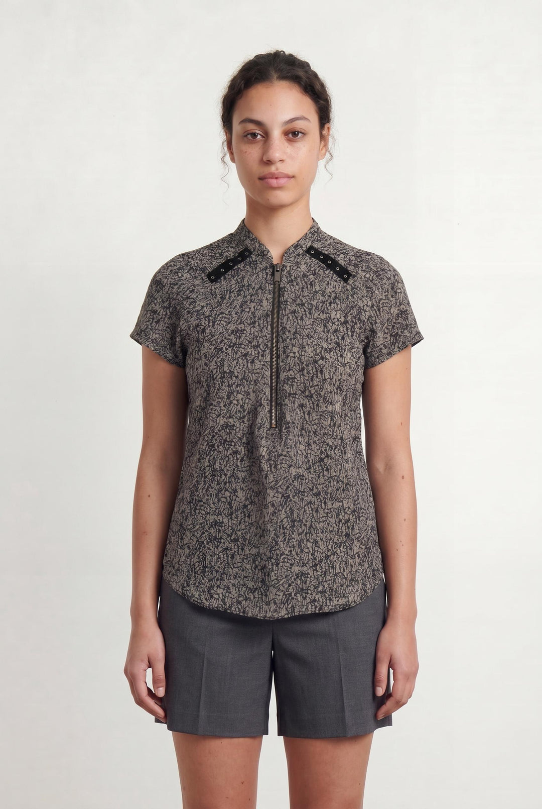 Chemisette Grise et Noire - Taille L/40 de la marque IKKS | PARAD107408 - Vendu par Paradigme - Image 1