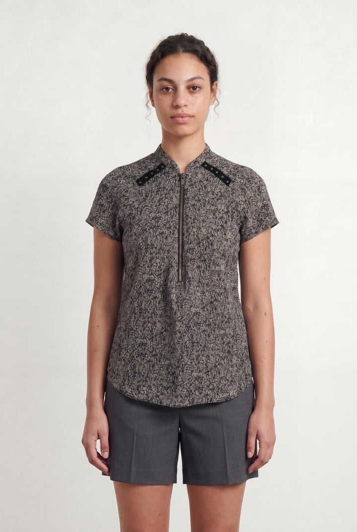 Chemisette Grise et Noire - Taille L/40 de la marque IKKS | PARAD107408 - Vendu par Paradigme - Image 1