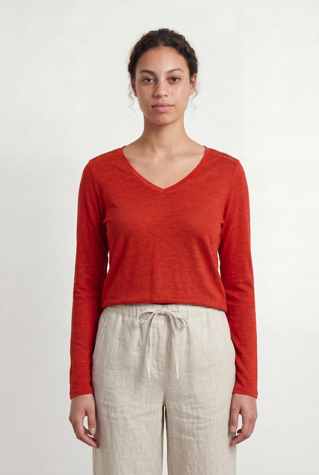 Tee-shirt Manches Longues Orange - Taille L/40 de la marque IKKS | PARAD107421 - Vendu par Paradigme - Image 1