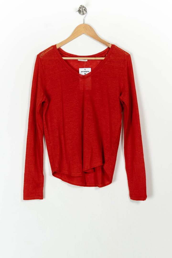 Tee-shirt Manches Longues Orange - Taille L/40 de la marque IKKS | PARAD107421 - Vendu par Paradigme - Image 2