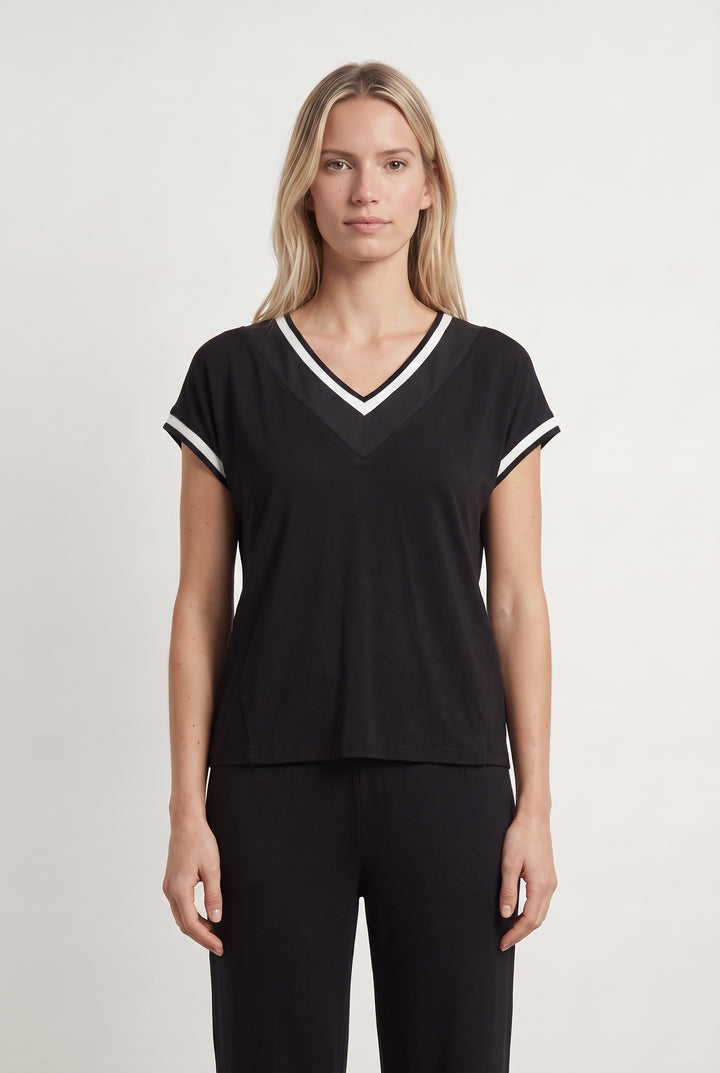 Tee-shirt noir et blanc - Taille S/36 de la marque IKKS | PARAD107430 - Vendu par Paradigme - Image 1