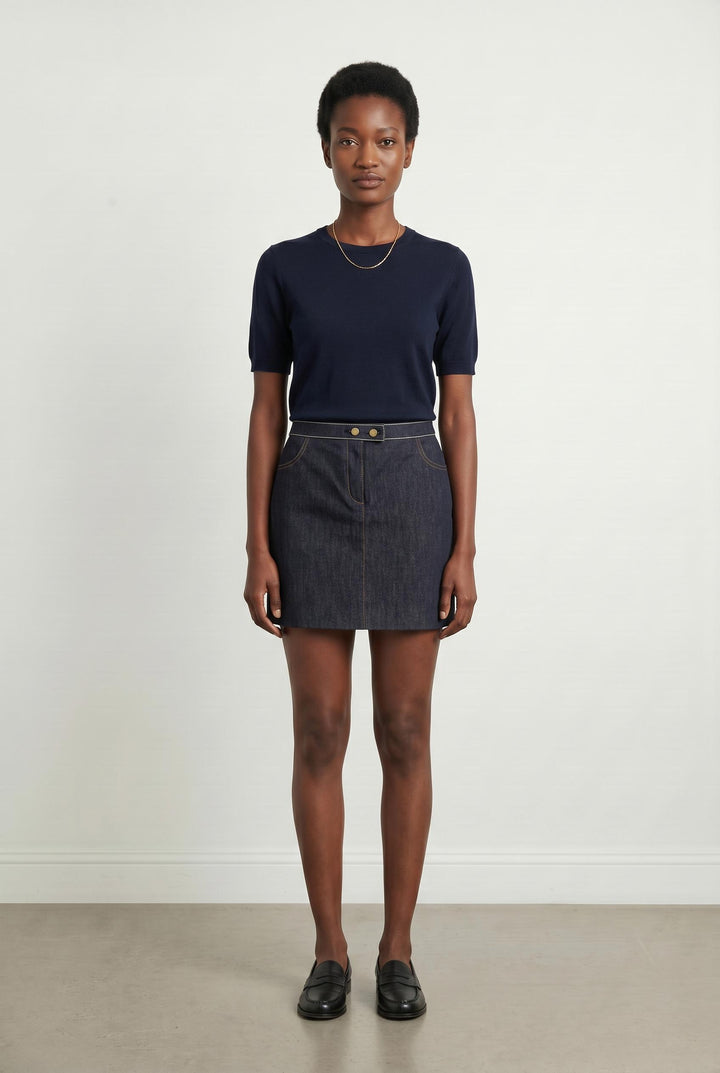 Jupe Droite Bleue - Taille M/38 de la marque Paule Ka | PARAD107436 - Vendu par Paradigme - Image 1