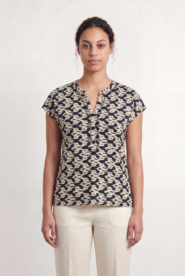 Blouse Beige et Bleu - Taille XL/42 de la marque Caroll | PARAD107449 - Vendu par Paradigme - Image 1