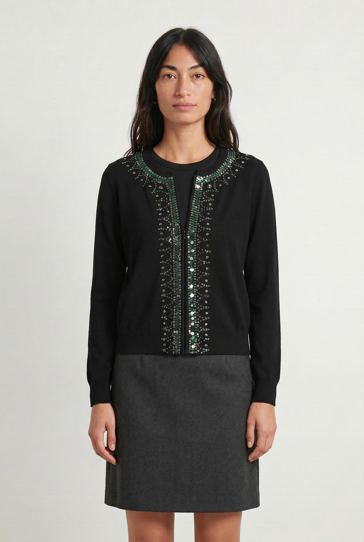 Cardigan Noir et Vert - Taille M/38 de la marque Rodier | PARAD107462 - Vendu par Paradigme - Image 1