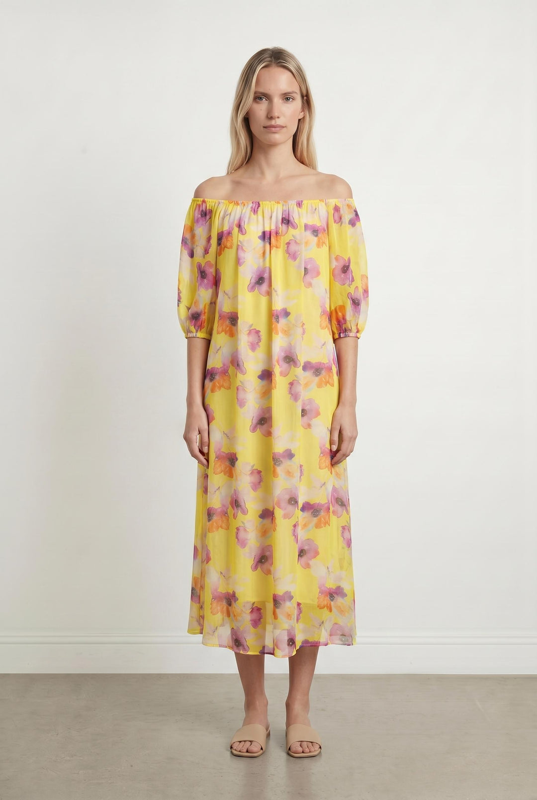 Robe Midi Jaune et Violette - Taille M/38 de la marque Imprevu | PARAD107484 - Vendu par Paradigme - Image 1