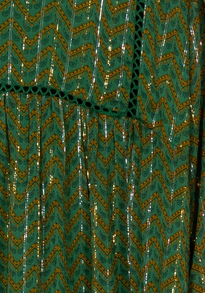 Robe Midi Verte et Dorée - Taille S/36 de la marque ba&sh | PARAD107534 - Vendu par Paradigme - Image 3