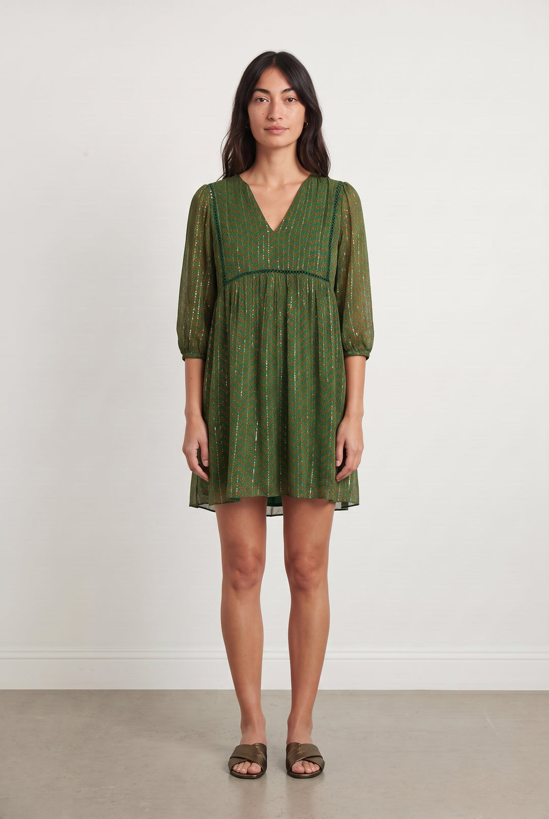Robe Midi Verte et Dorée - Taille S/36 de la marque ba&sh | PARAD107534 - Vendu par Paradigme - Image 1