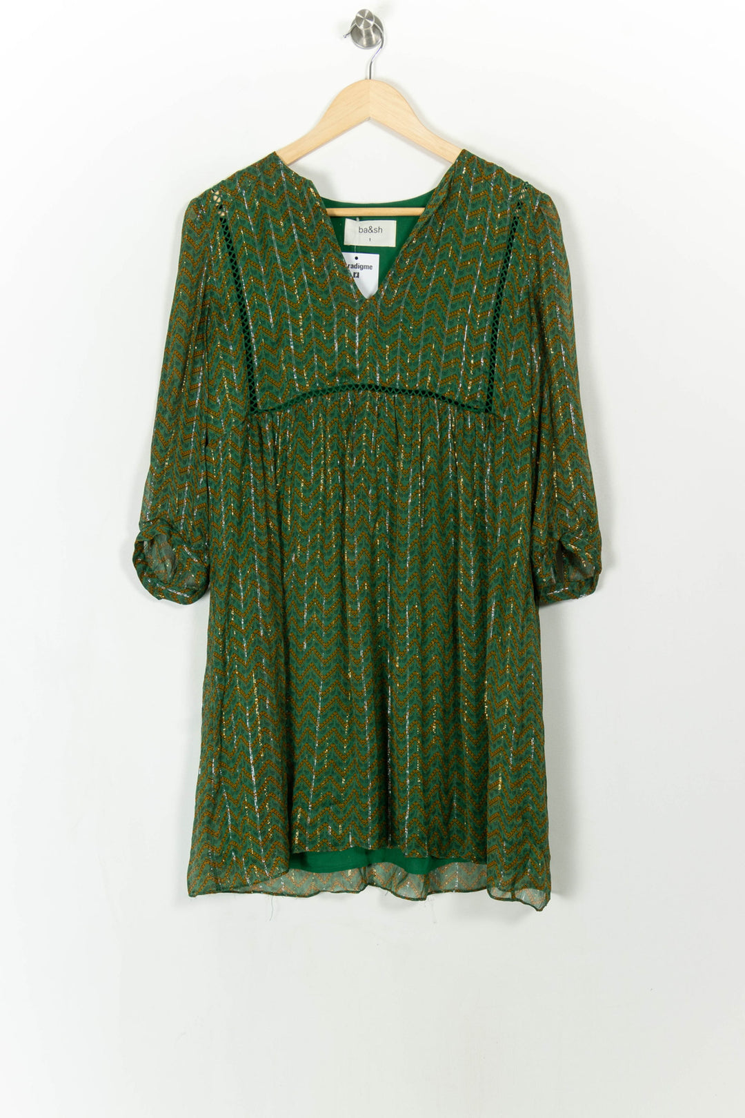 Robe Midi Verte et Dorée - Taille S/36 de la marque ba&sh | PARAD107534 - Vendu par Paradigme - Image 2