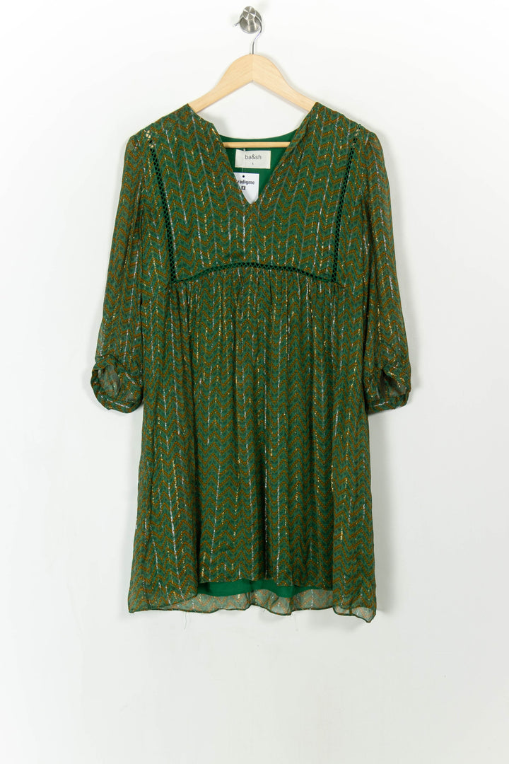 Robe Midi Verte et Dorée - Taille S/36 de la marque ba&sh | PARAD107534 - Vendu par Paradigme - Image 2