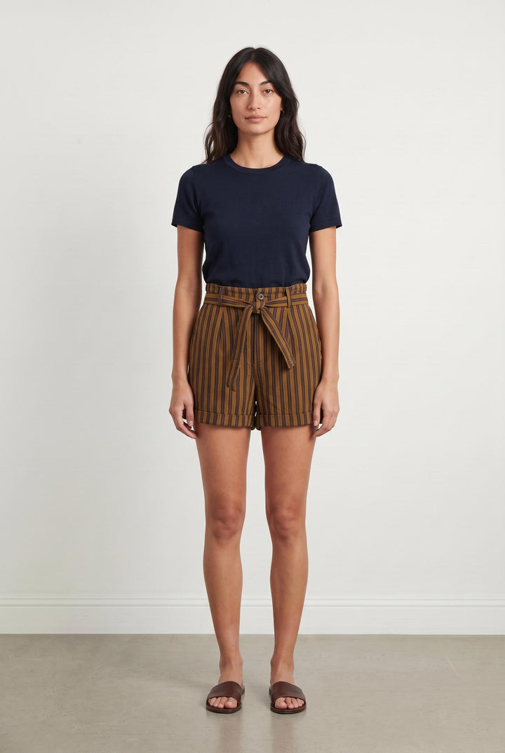 Short Rayé Marron et Noir - Taille XS/34 de la marque Ekyog | PARAD107565 - Vendu par Paradigme - Image 1