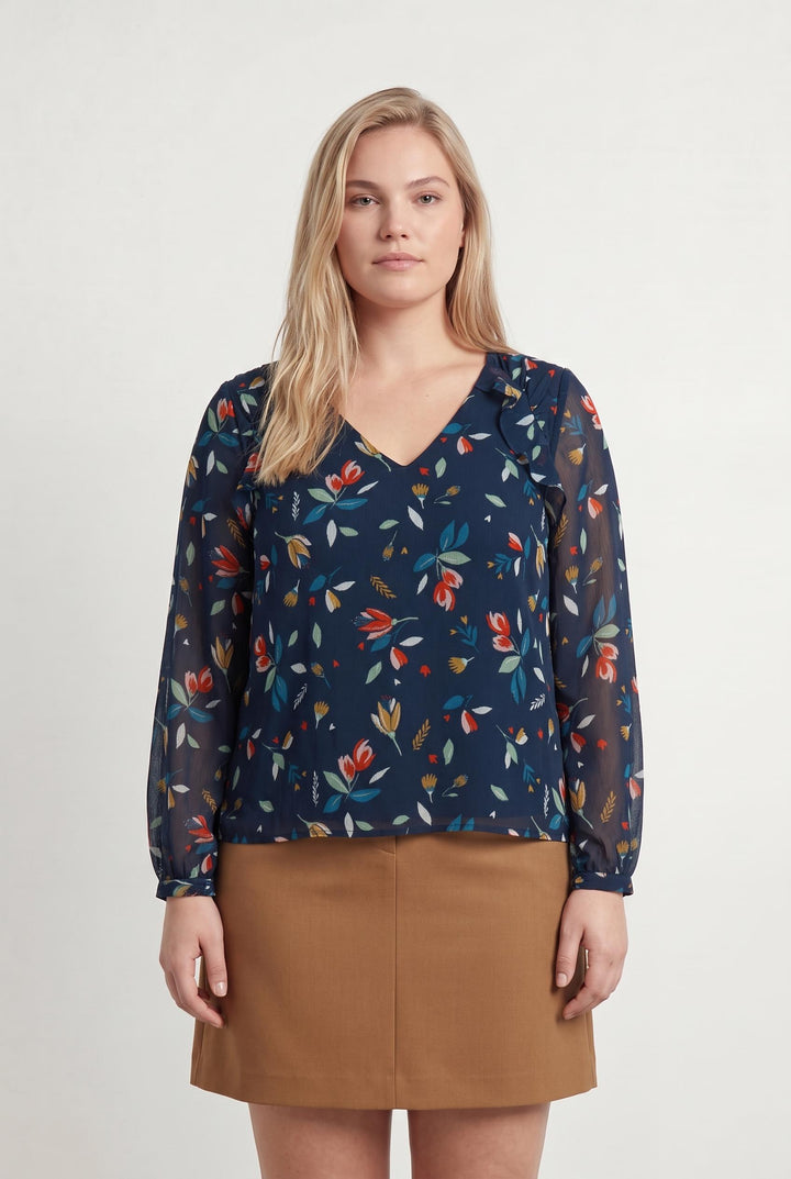 Blouse Fleurie Bleu - Taille XL/42 de la marque I.Code | PARAD107566 - Vendu par Paradigme - Image 1