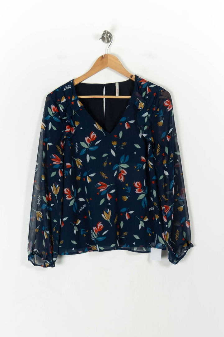 Blouse Fleurie Bleu - Taille XL/42 de la marque I.Code | PARAD107566 - Vendu par Paradigme - Image 2
