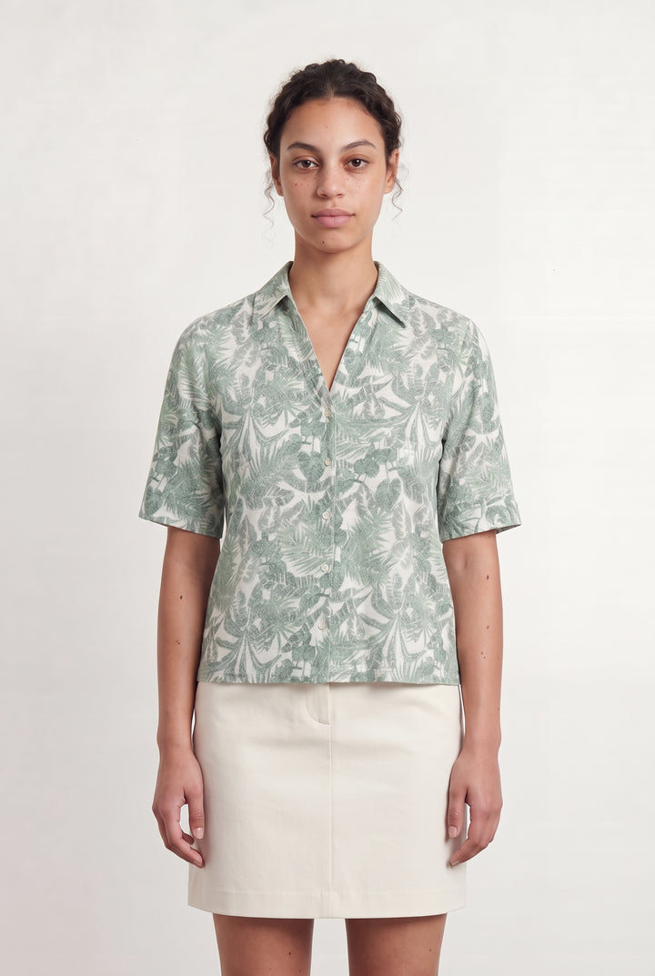 Chemise Verte et Blanche - Taille L/40 de la marque Caroll | PARAD107574 - Vendu par Paradigme - Image 1