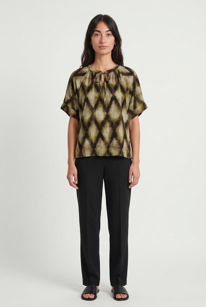 Blouse Verte et Marron - Taille M/38 de la marque La Fée Maraboutée | PARAD107637 - Vendu par Paradigme - Image 1