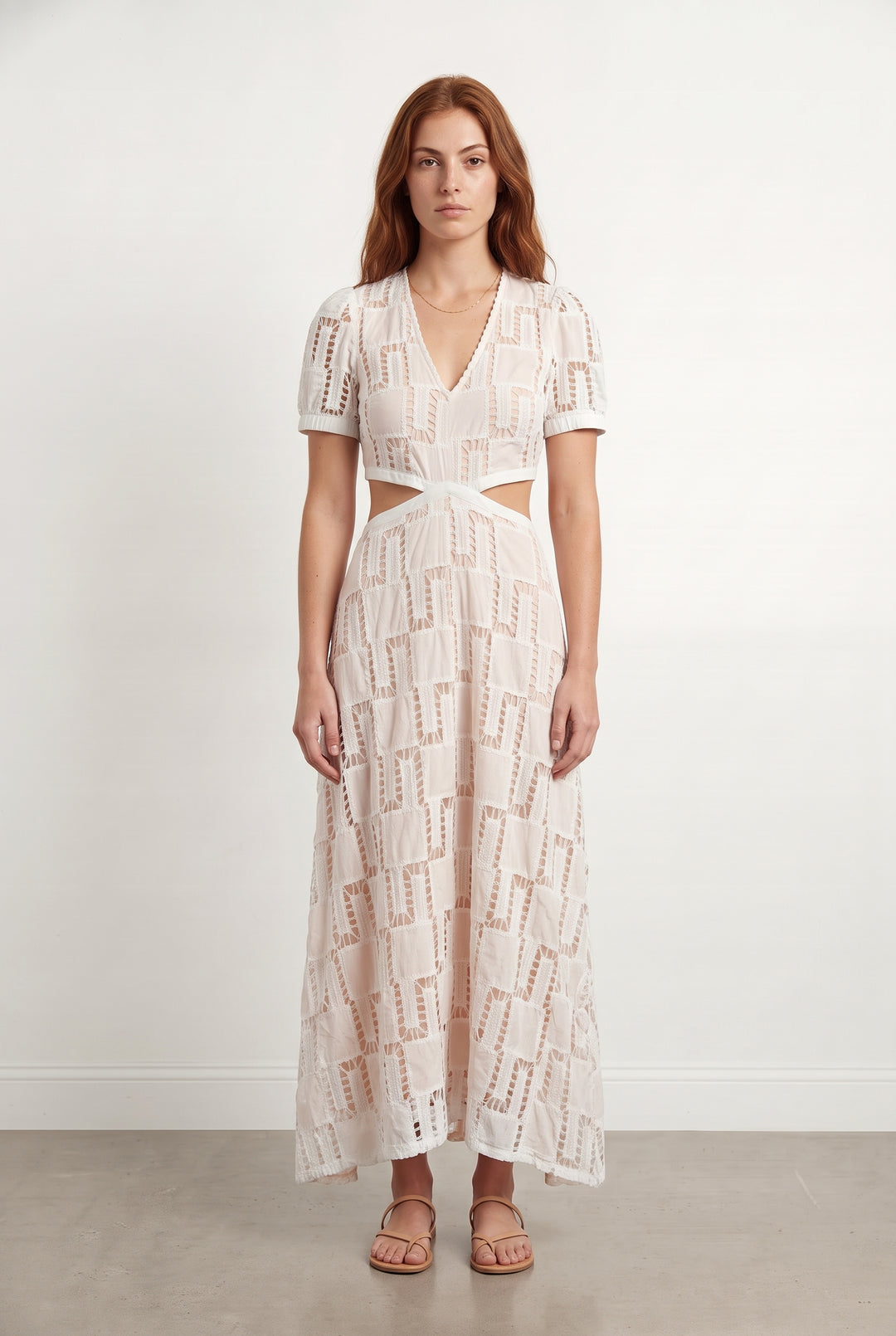 Robe Longue Blanche et Beige - Taille S/36 de la marque ba&amp;sh | PARAD107650 - Vendu par Paradigme - Image 1