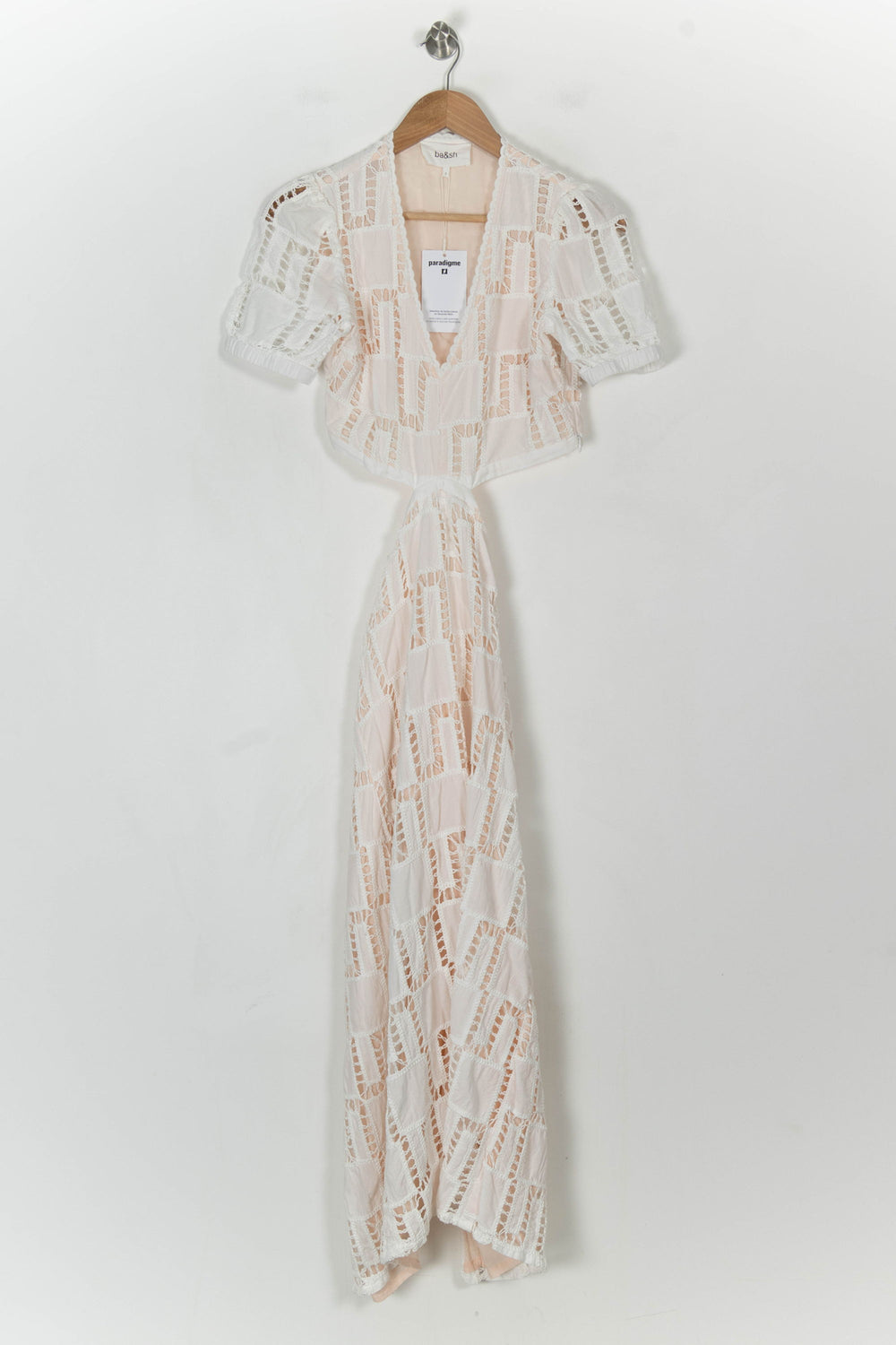 Robe Longue Blanche et Beige - Taille S/36 de la marque ba&sh | PARAD107650 - Vendu par Paradigme - Image 2