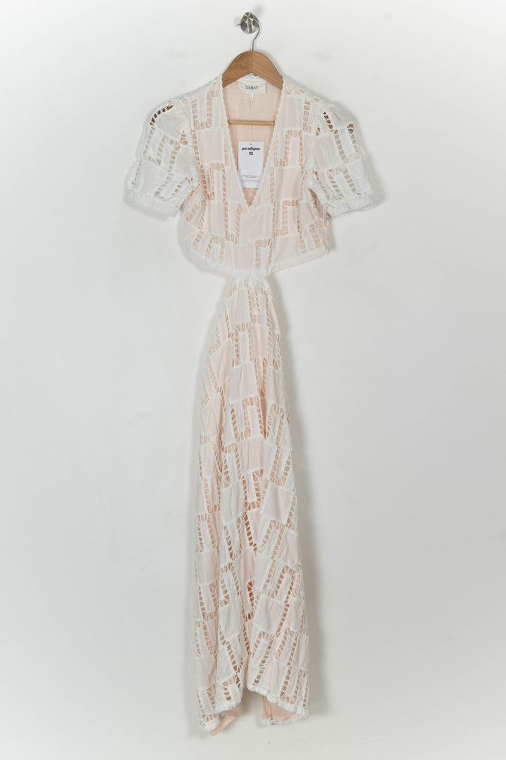 Robe Longue Blanche et Beige - Taille S/36 de la marque ba&amp;sh | PARAD107650 - Vendu par Paradigme - Image 2