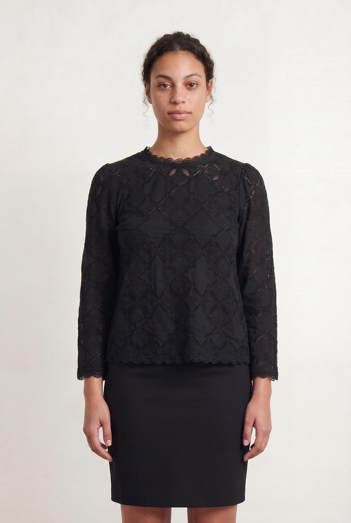 Blouse en dentelle noire - Taille L/40 de la marque Grace & Mila | PARAD107653 - Vendu par Paradigme - Image 1