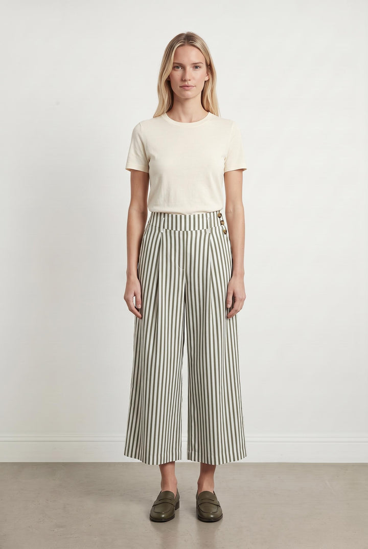 Pantalon Rayé Vert et Blanc - Taille S/36 de la marque Caroll | PARAD107674 - Vendu par Paradigme - Image 1
