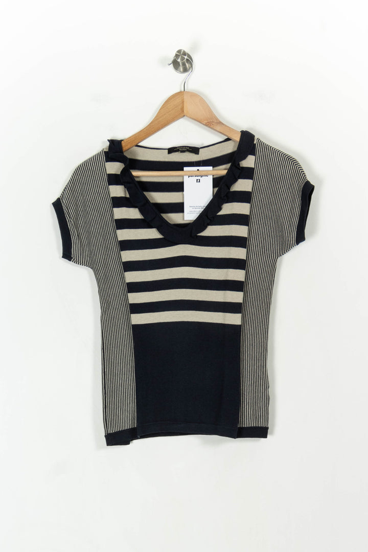 Pull Bleu et Beige - Taille S/36 de la marque Weekend Max Mara | PARAD107679 - Vendu par Paradigme - Image 2