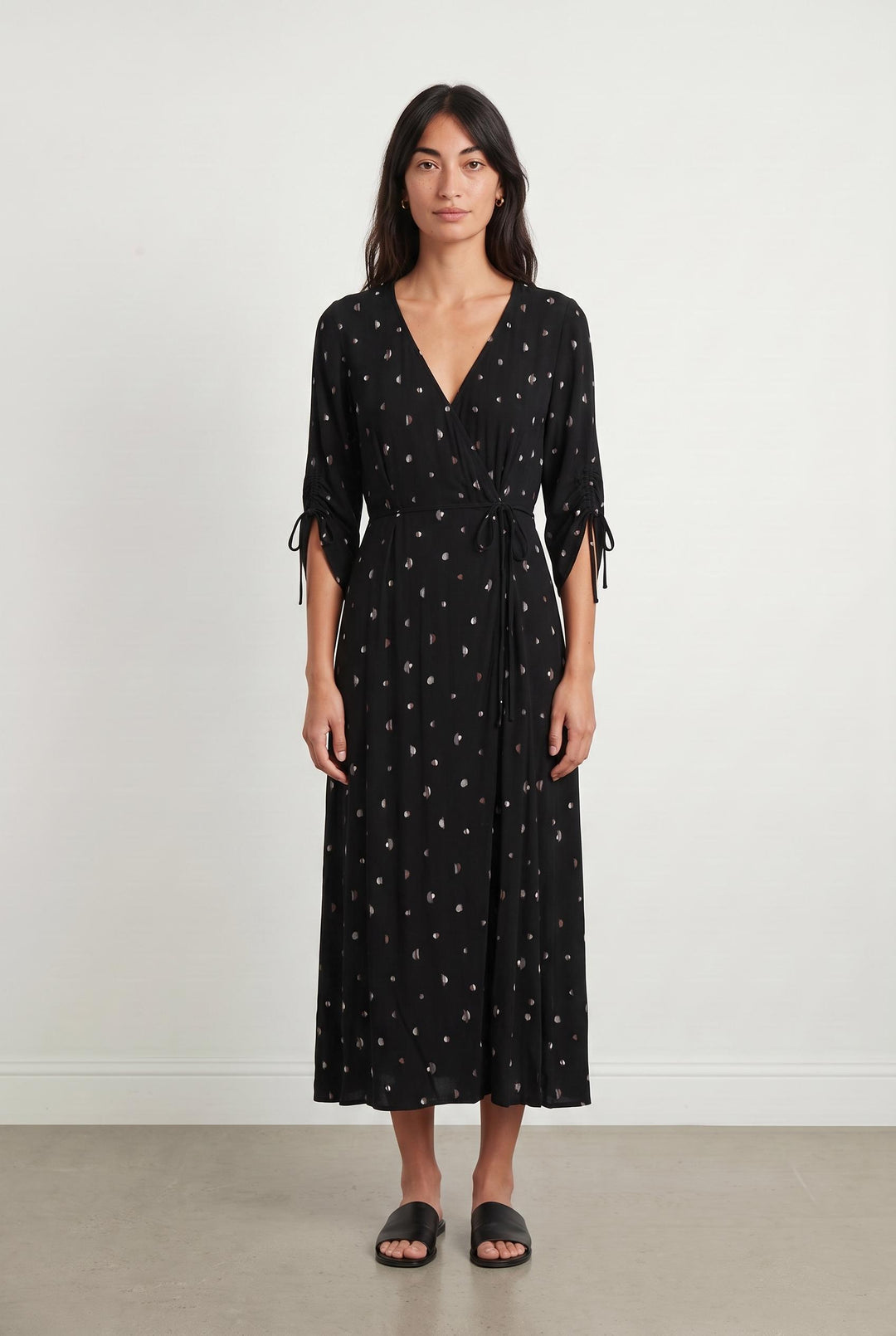 Robe longue noire à pois blancs et beiges - Taille M/38 de la marque Sessùn | PARAD107724 - Vendu par Paradigme - Image 1
