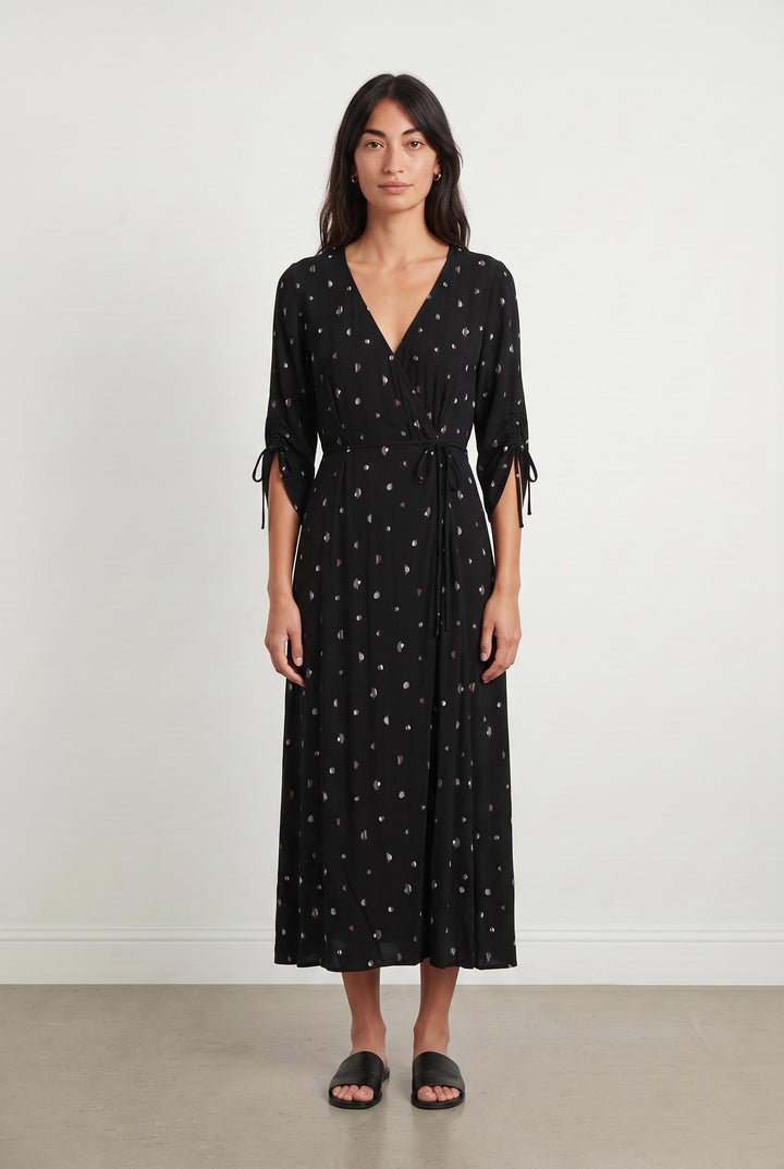 Robe longue noire à pois blancs et beiges - Taille M/38 de la marque Sessùn | PARAD107724 - Vendu par Paradigme - Image 1