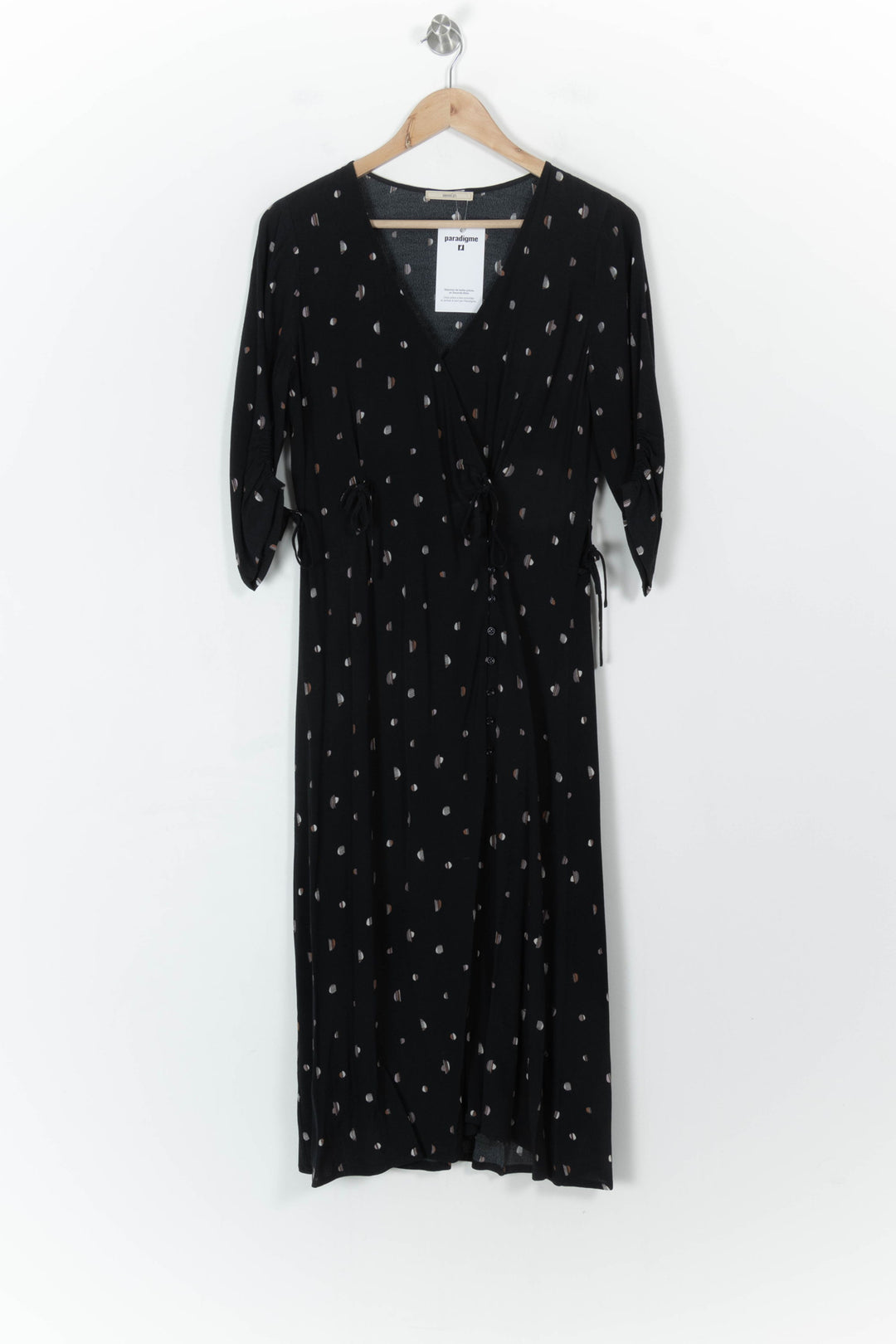 Robe longue noire à pois blancs et beiges - Taille M/38 de la marque Sessùn | PARAD107724 - Vendu par Paradigme - Image 2
