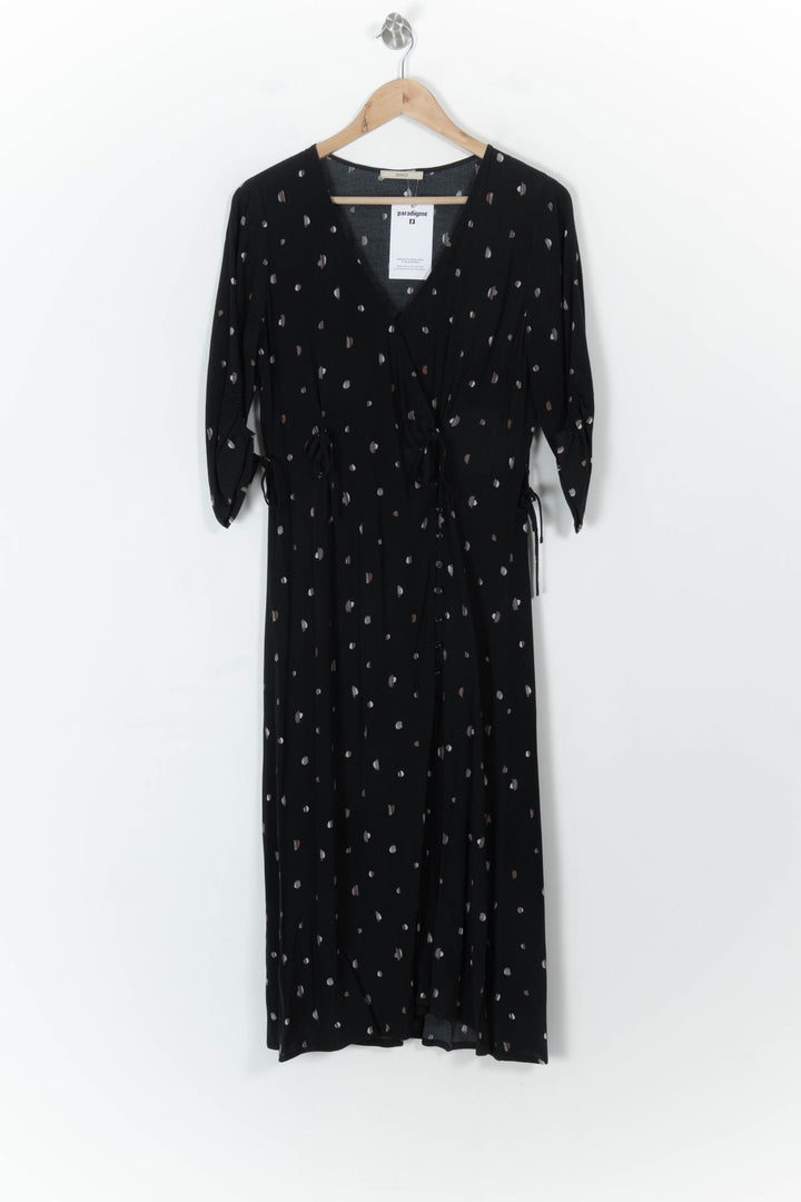 Robe longue noire à pois blancs et beiges - Taille M/38 de la marque Sessùn | PARAD107724 - Vendu par Paradigme - Image 2