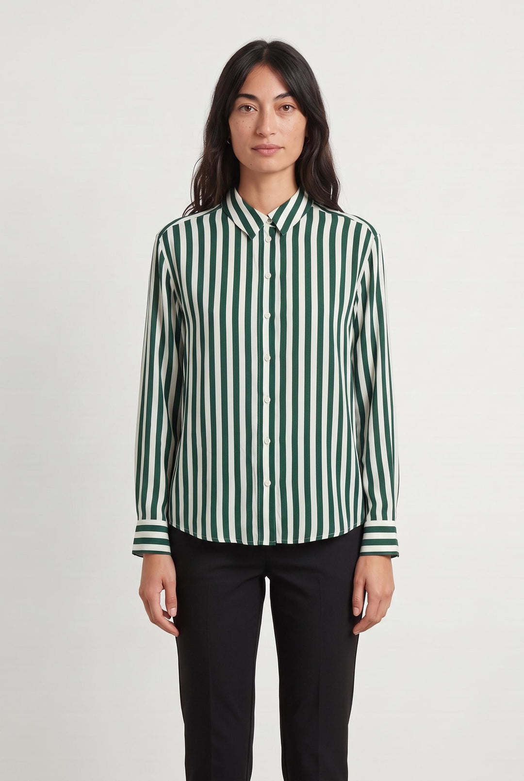Chemise Rayée Verte et Blanche - Taille M/38 de la marque Caroll | PARAD107728 - Vendu par Paradigme - Image 1