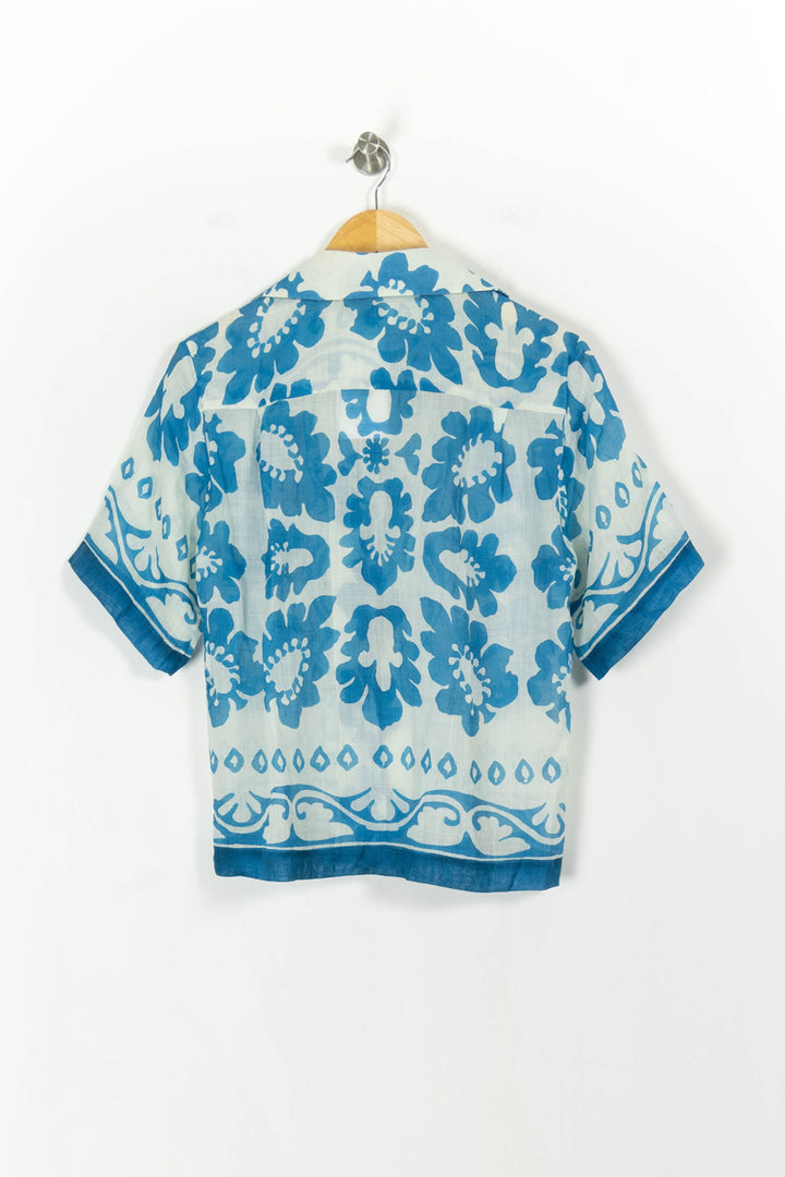 Chemise Manches Courtes Bleu et Blanc - Taille S/36 de la marque Sandro | PARAD107729 - Vendu par Paradigme - Image 4