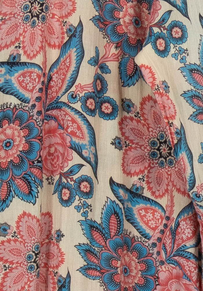 Robe Longue Écrue à Fleurs Roses et Bleues - Taille S/36 de la marque Petite Mendigote | PARAD107740 - Vendu par Paradigme - Image 3