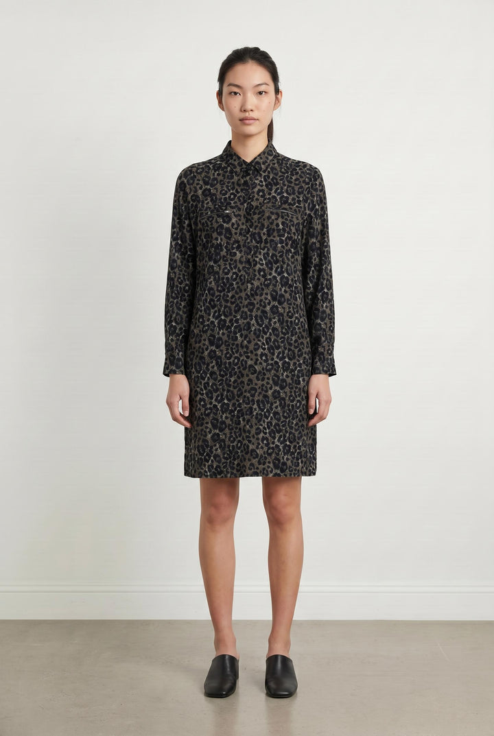 Robe Chemise Léopard Noir et Beige - Taille S/36 de la marque Gerard Darel | PARAD107744 - Vendu par Paradigme - Image 1