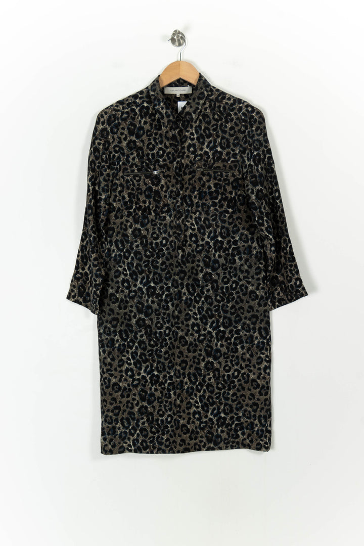 Robe Chemise Léopard Noir et Beige - Taille S/36 de la marque Gerard Darel | PARAD107744 - Vendu par Paradigme - Image 2