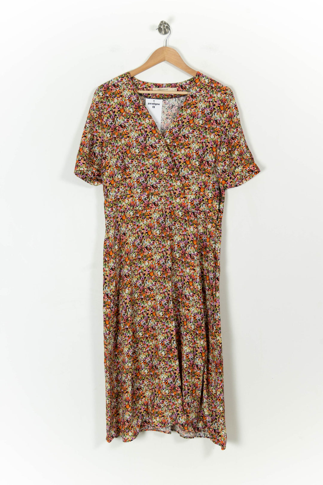Robe Fleurie Orange et Rose - Taille XL/42 de la marque La Fée Maraboutée | PARAD107746 - Vendu par Paradigme - Image 2